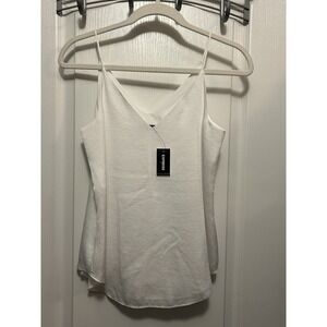 Express White Satin V-Neck Downtown Cami Women's Size XS Lightweight Classic NWT